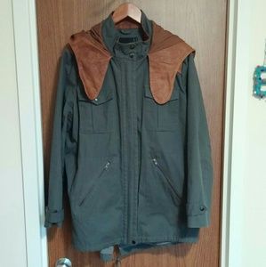 ASOS Premium Leather Hood Grey Parka 12